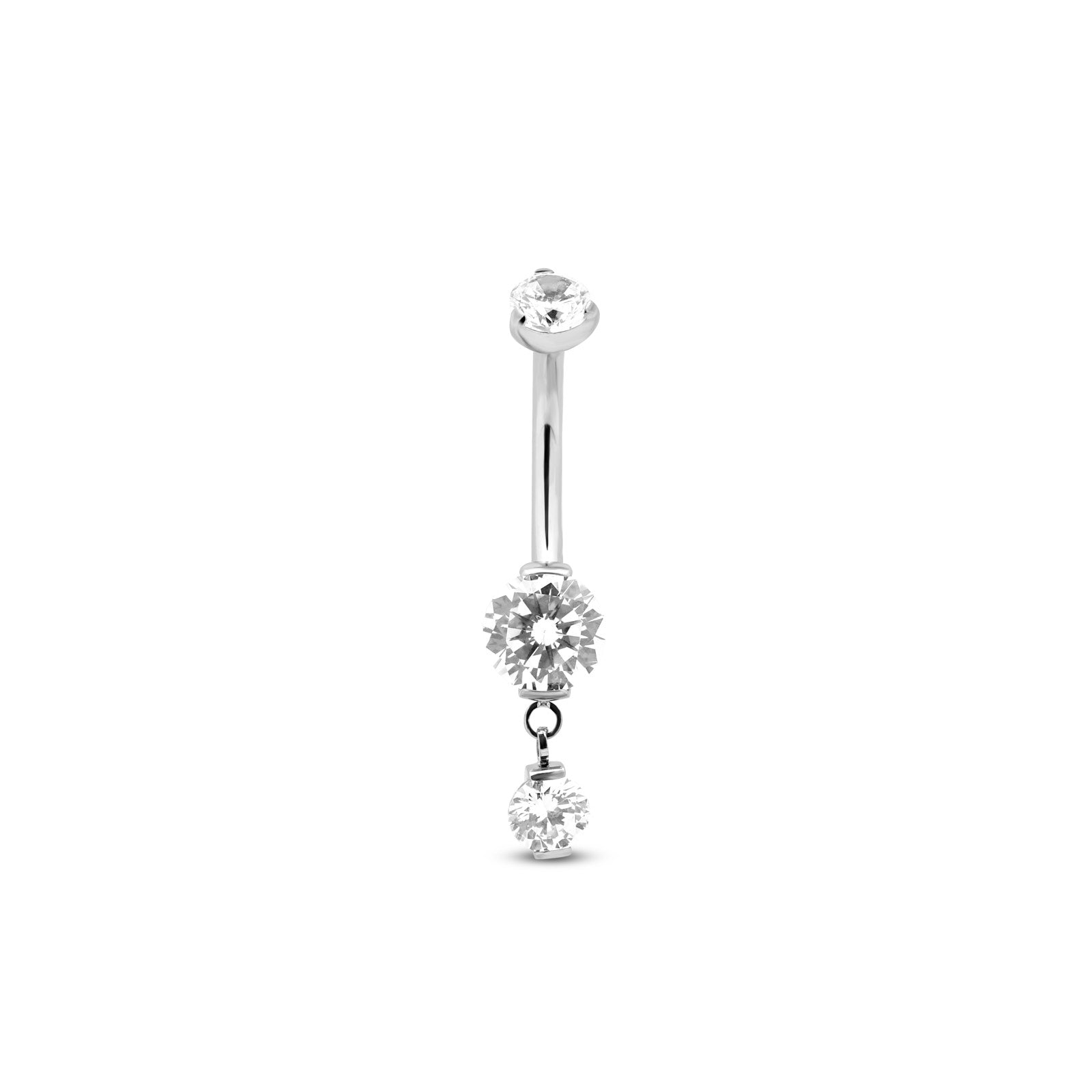 Titanium 1 Drop Jewelled Prong Navel Bar