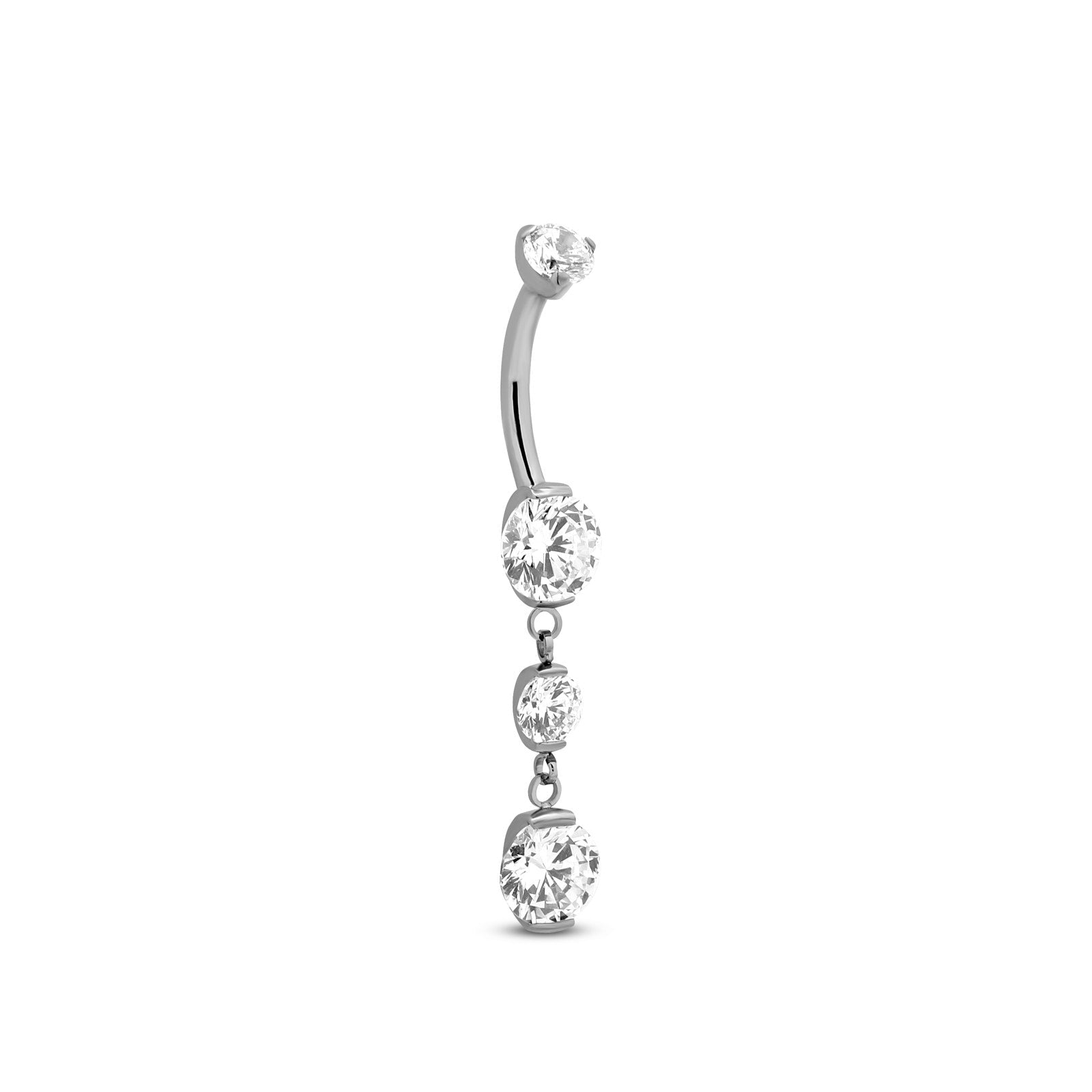 Titanium 2 Jewelled Prong Set Navel Bar