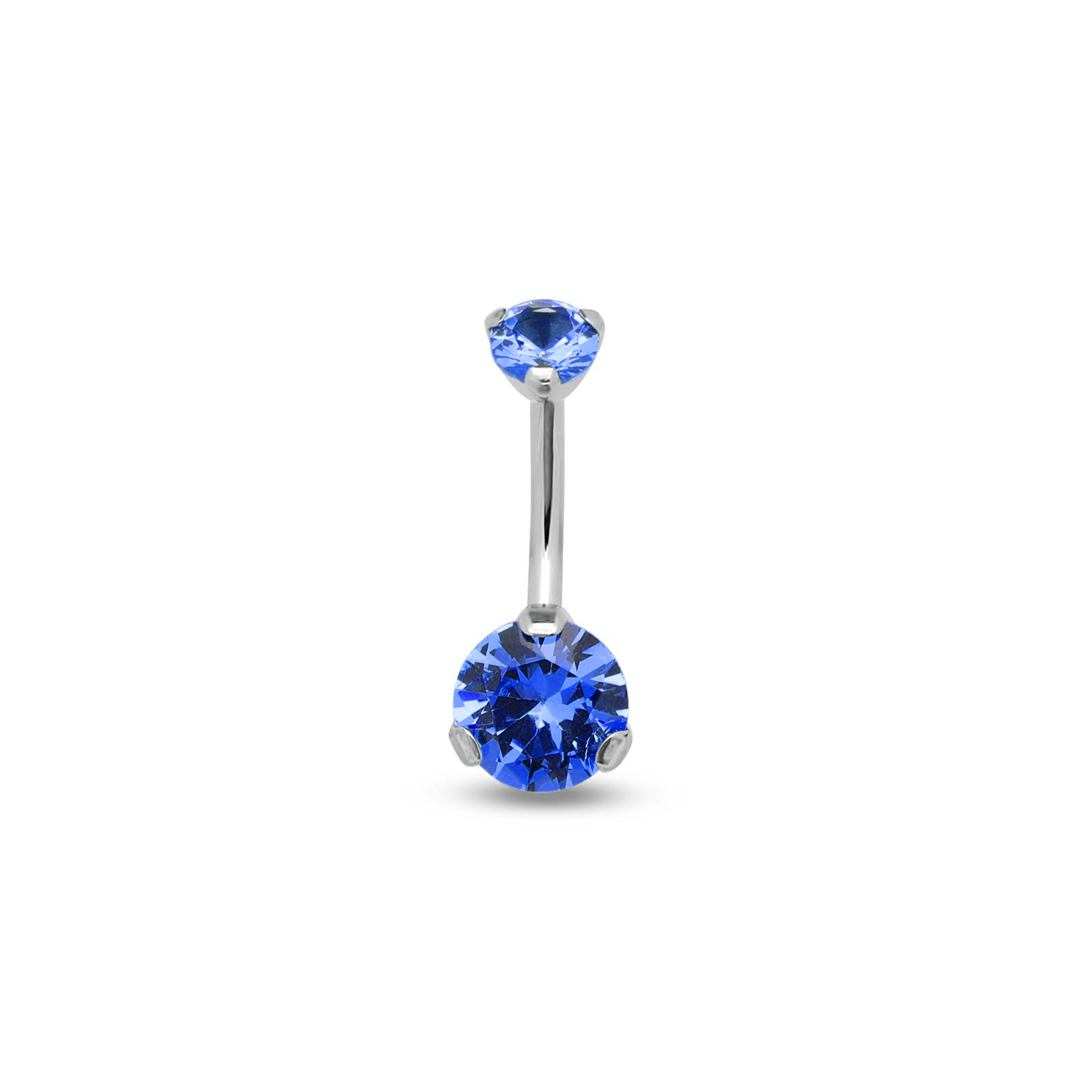 Titanium Prong Set Navel Bar