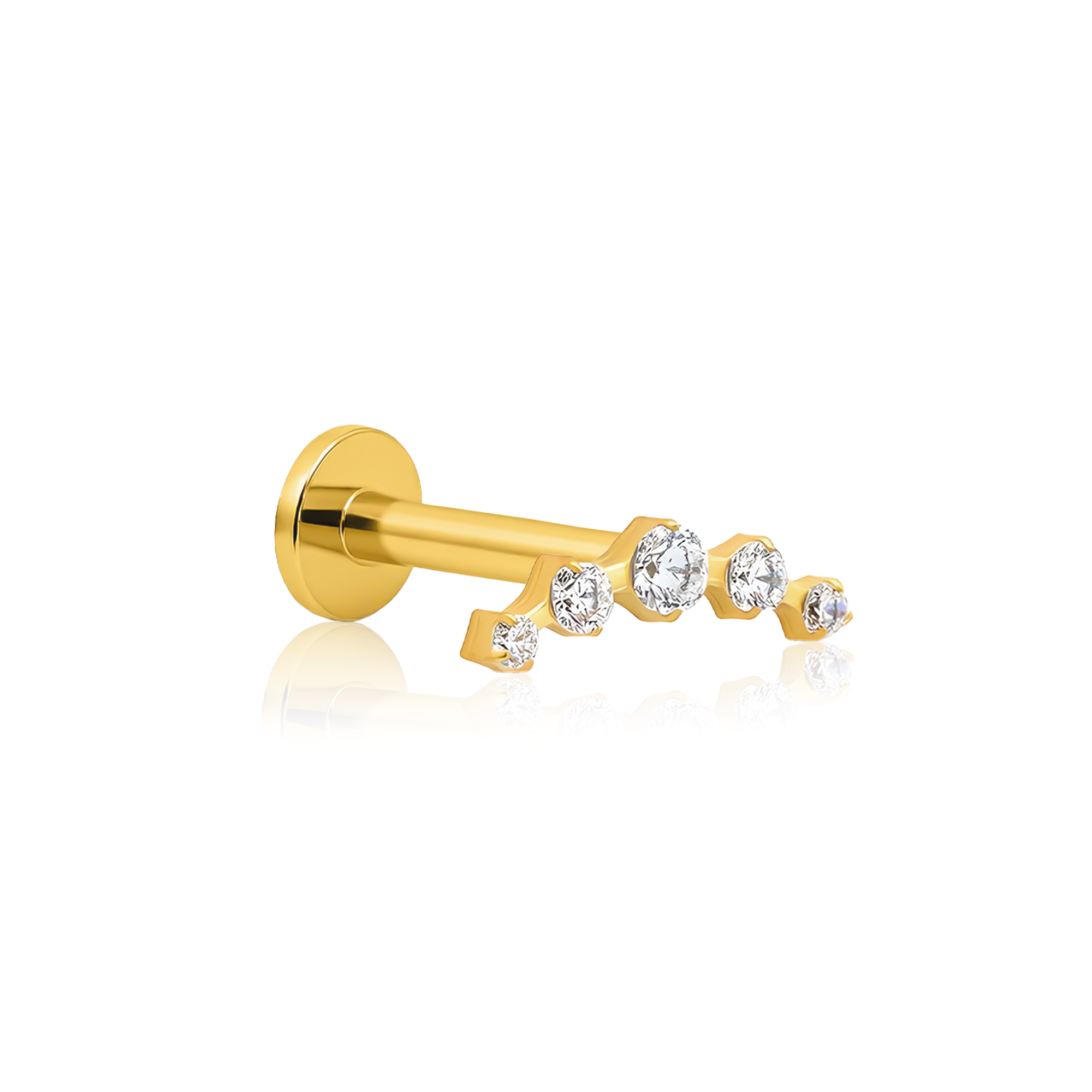 18k V-Gold 5 Stone Curved Tiara Flatback