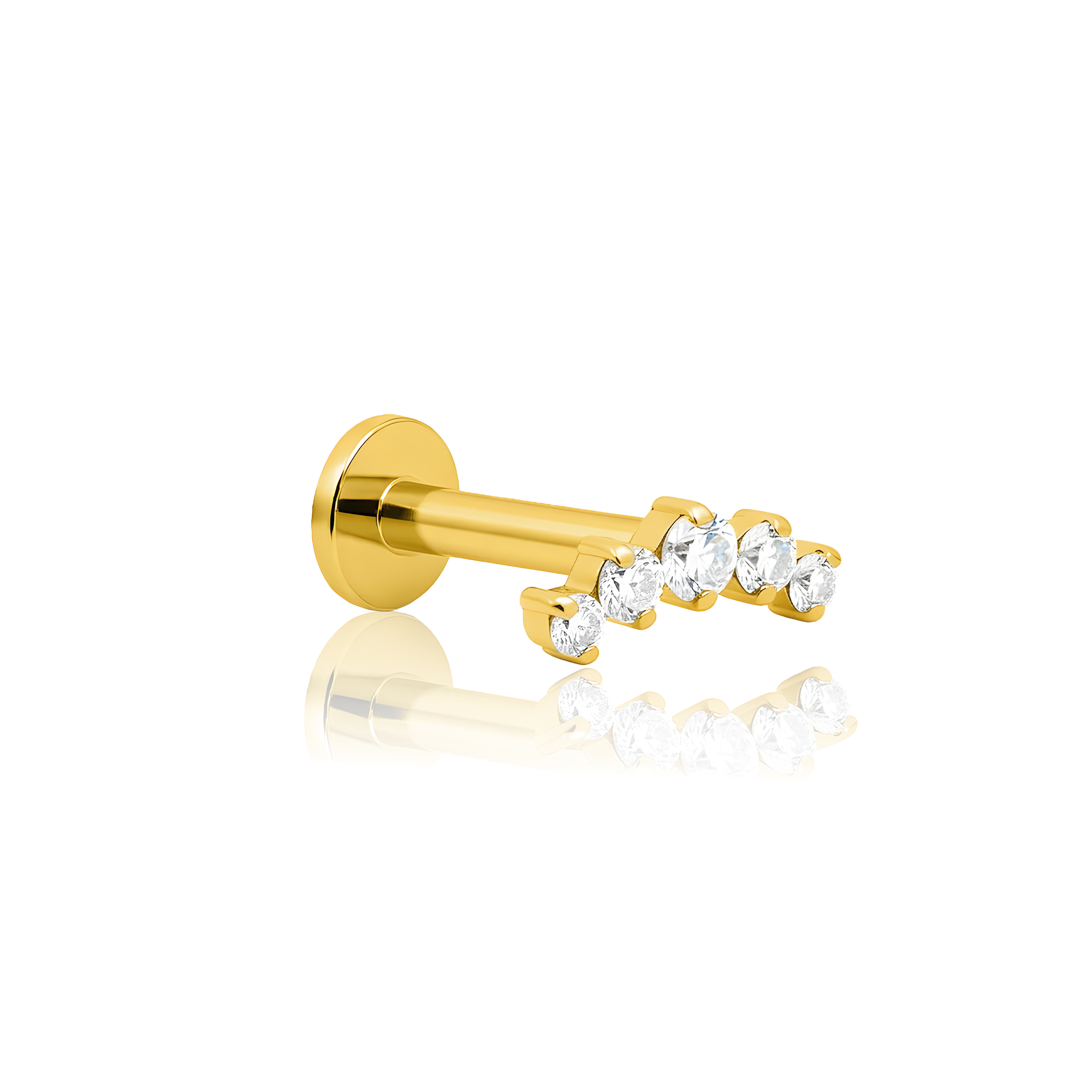 18k V-Gold 5 Curved Jewelled Prong Set Flatback