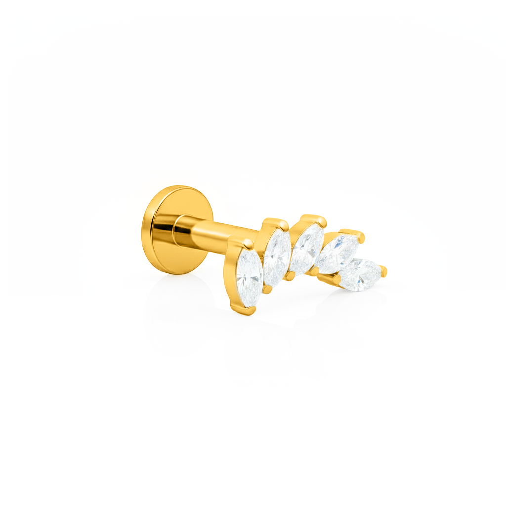 18k V-Gold 5 Marquise Fan Stones Flatback