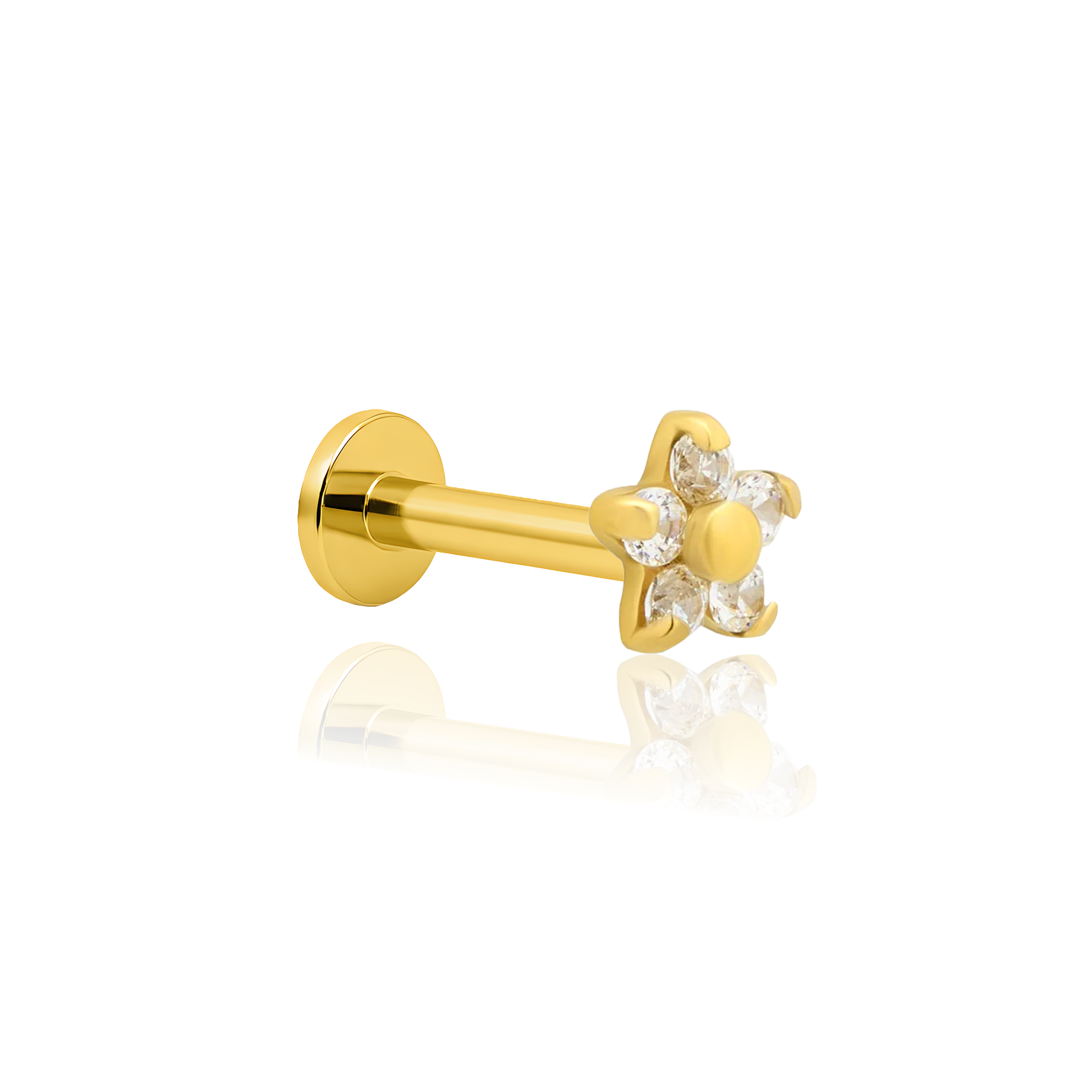 18k V-Gold Small Jewelled Flower flatback