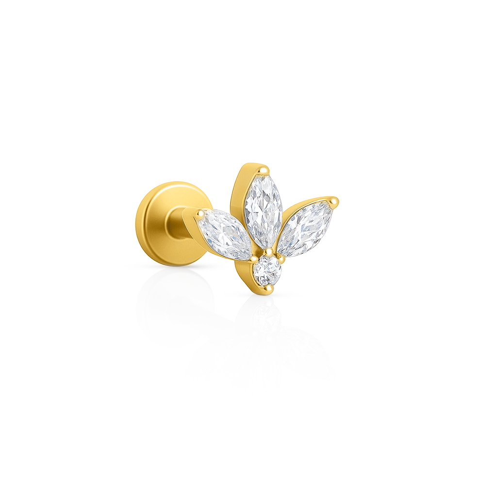 18k V-Gold Flower Fan Flatback