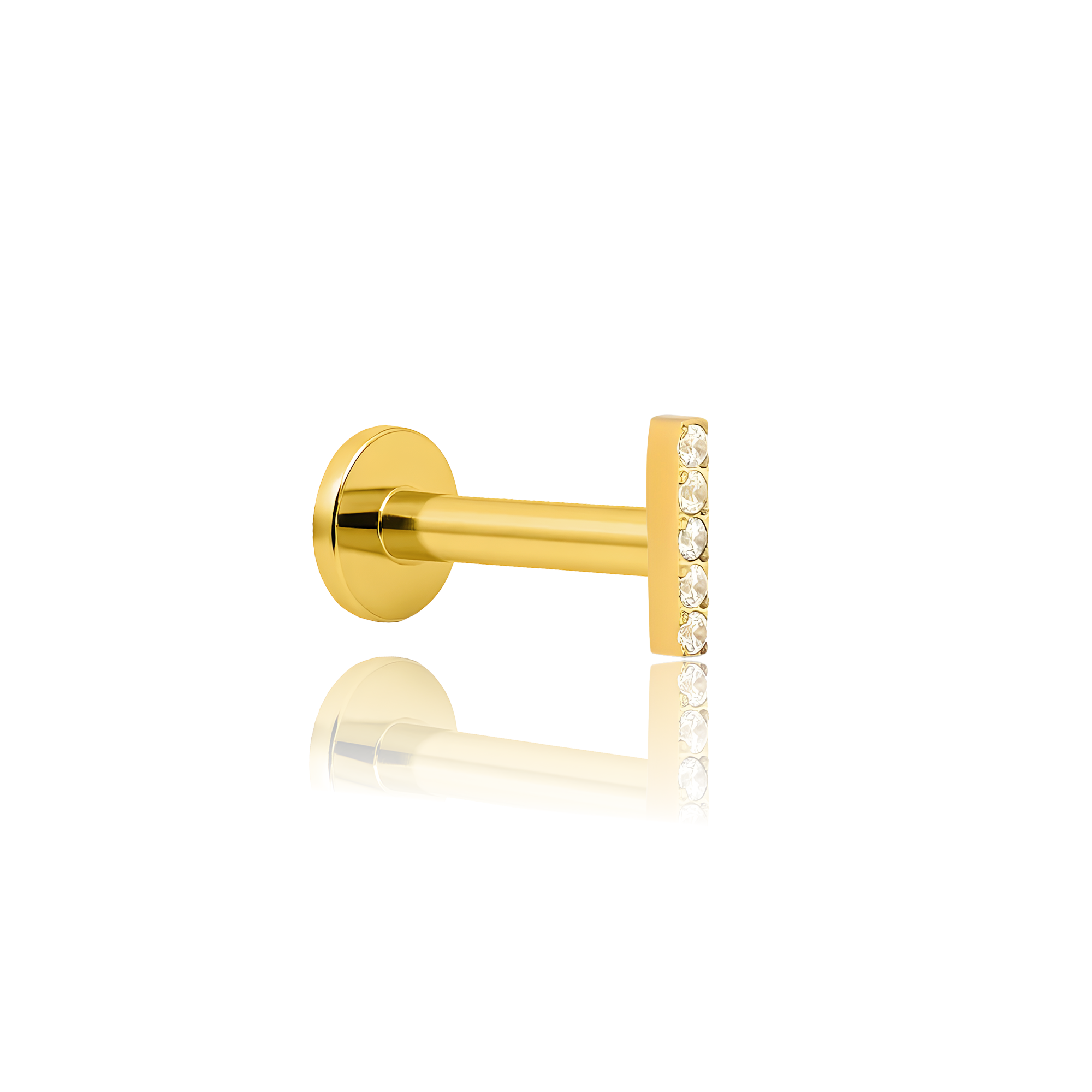 18k V-Gold Jewelled 5 Stone Bar Flatback