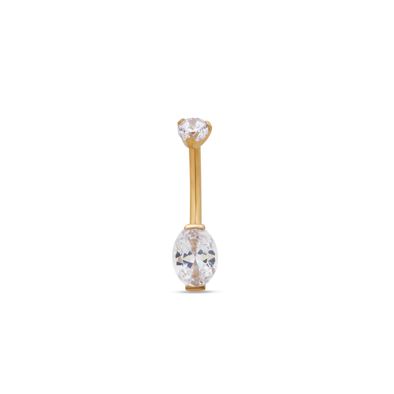 18k V-Gold Mini Double Prong Navel Bar