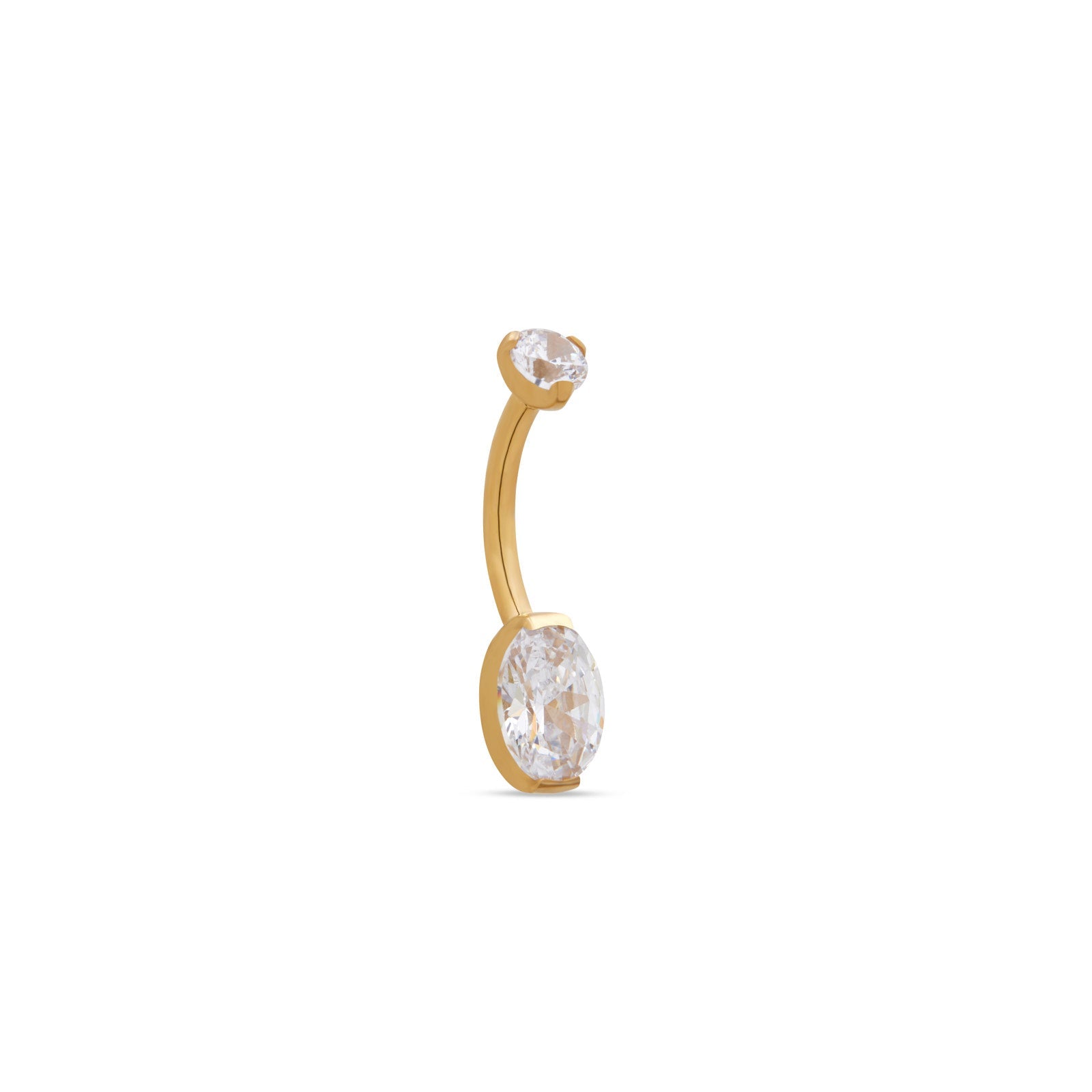 18k V-Gold Mini Double Prong Navel Bar