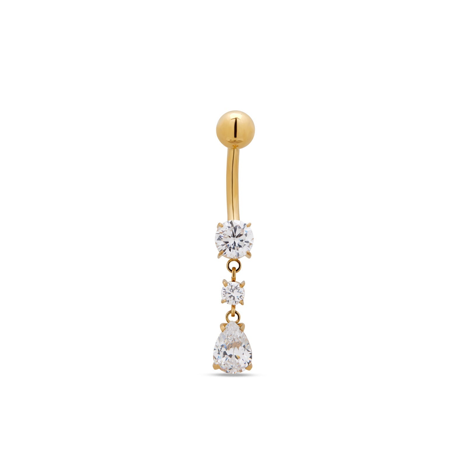 18k V-Gold Dangle Navel Bar