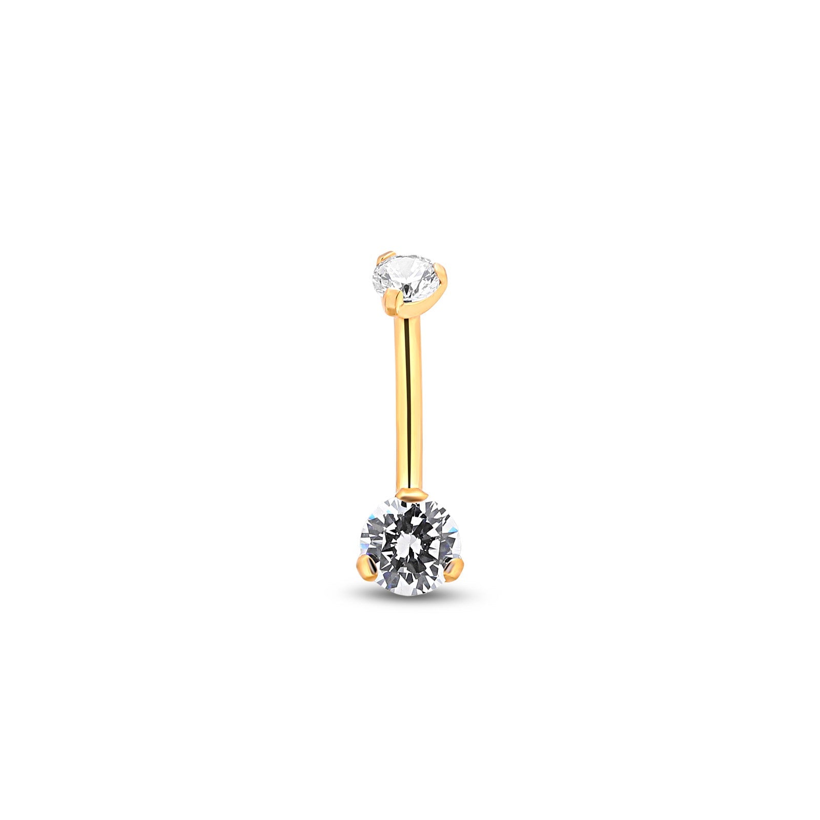 18k V-Gold Mini Prong Set Navel Bar
