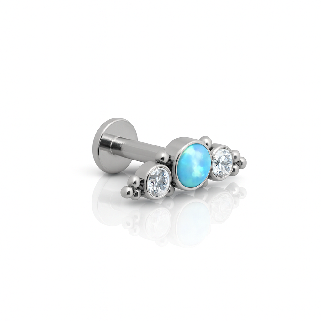 Long 3 Jewel Cluster Crystals And Opal Flatback