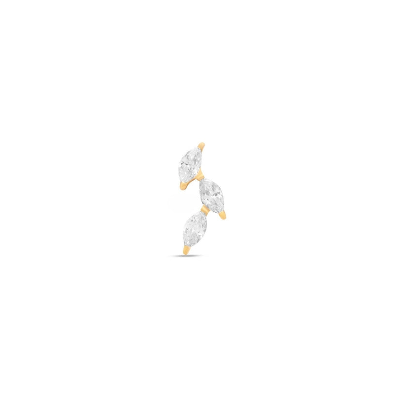 18k V-Gold Trio Marquise Threaded Flatback