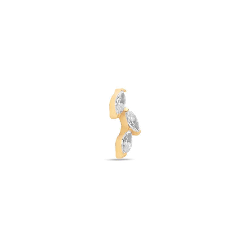 18k V-Gold Trio Marquise Threaded Flatback