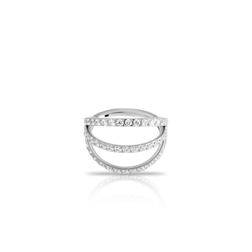 Jewelled Triple Ring Hinged Ring