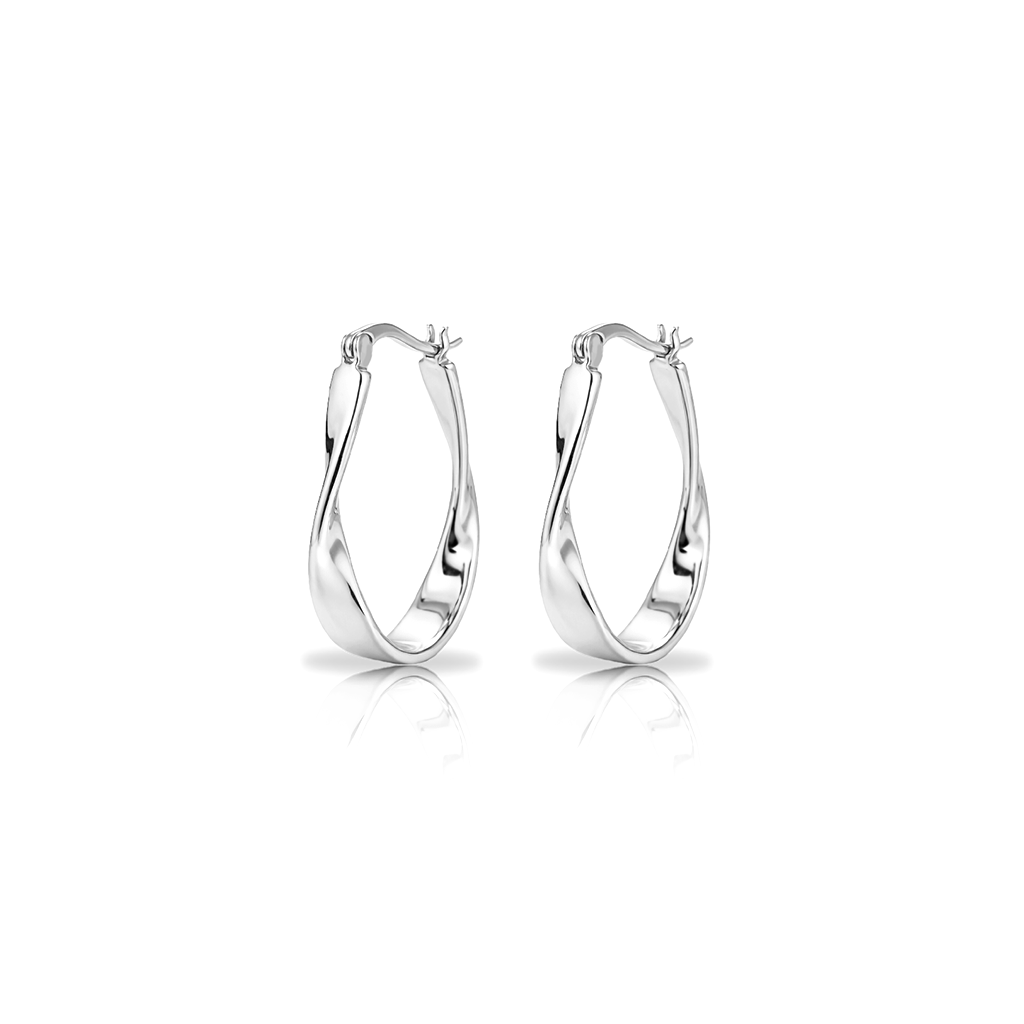 Surgical Steel Twirl Hoop Earrings - Pair