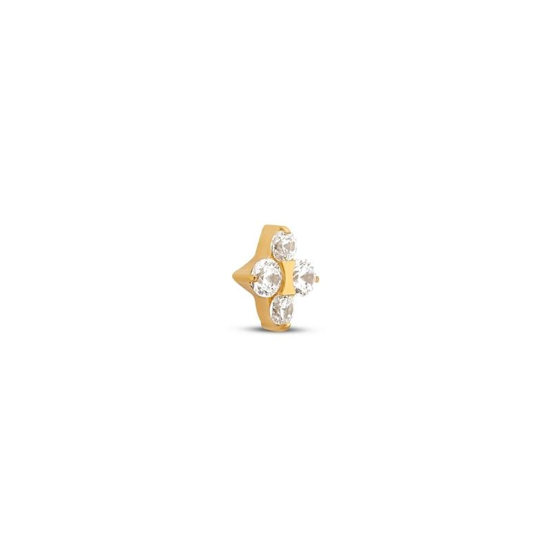 18k V-Gold Jewelled 4 Stones Flatback
