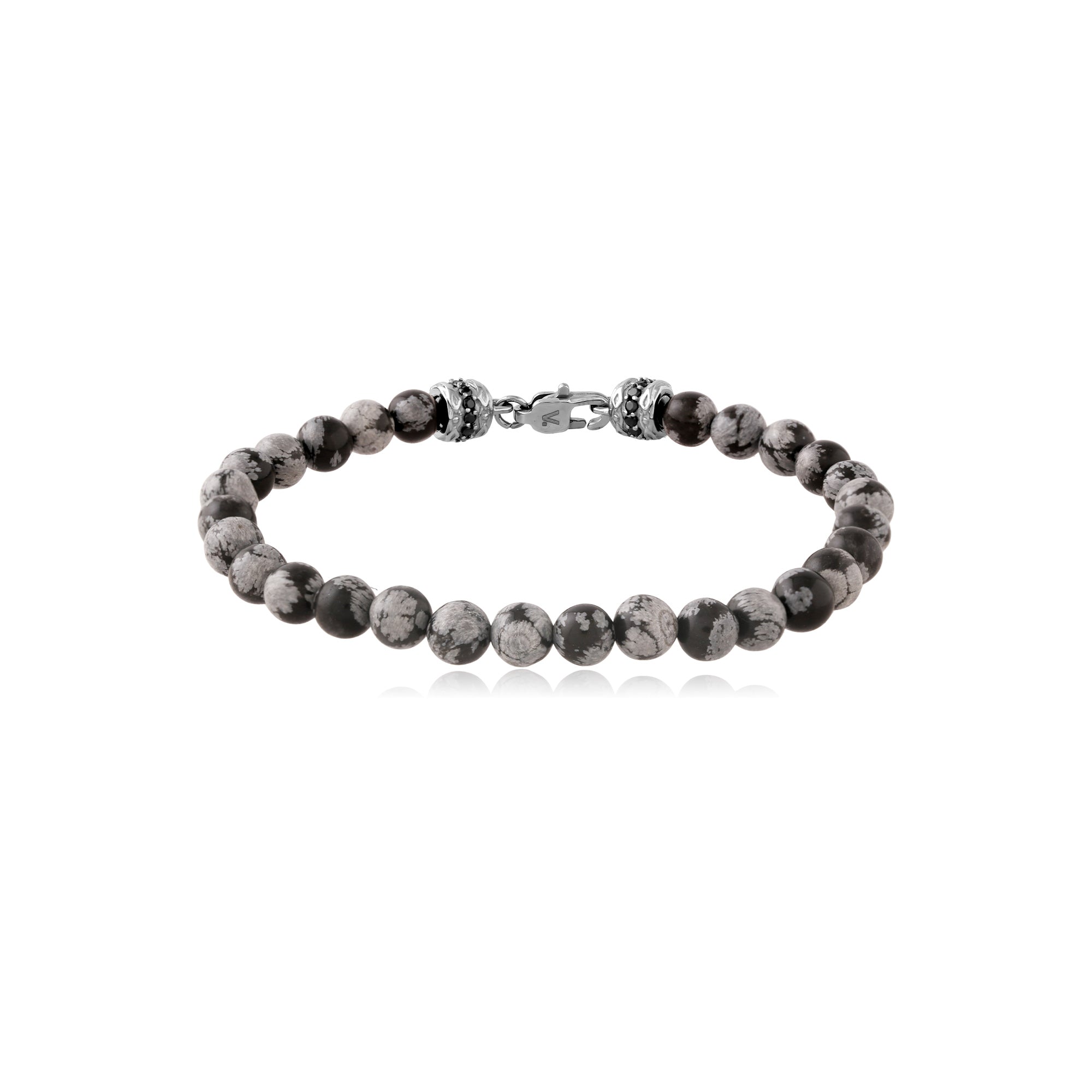 Steel Bracelet Bead Snowflake Stone Beads