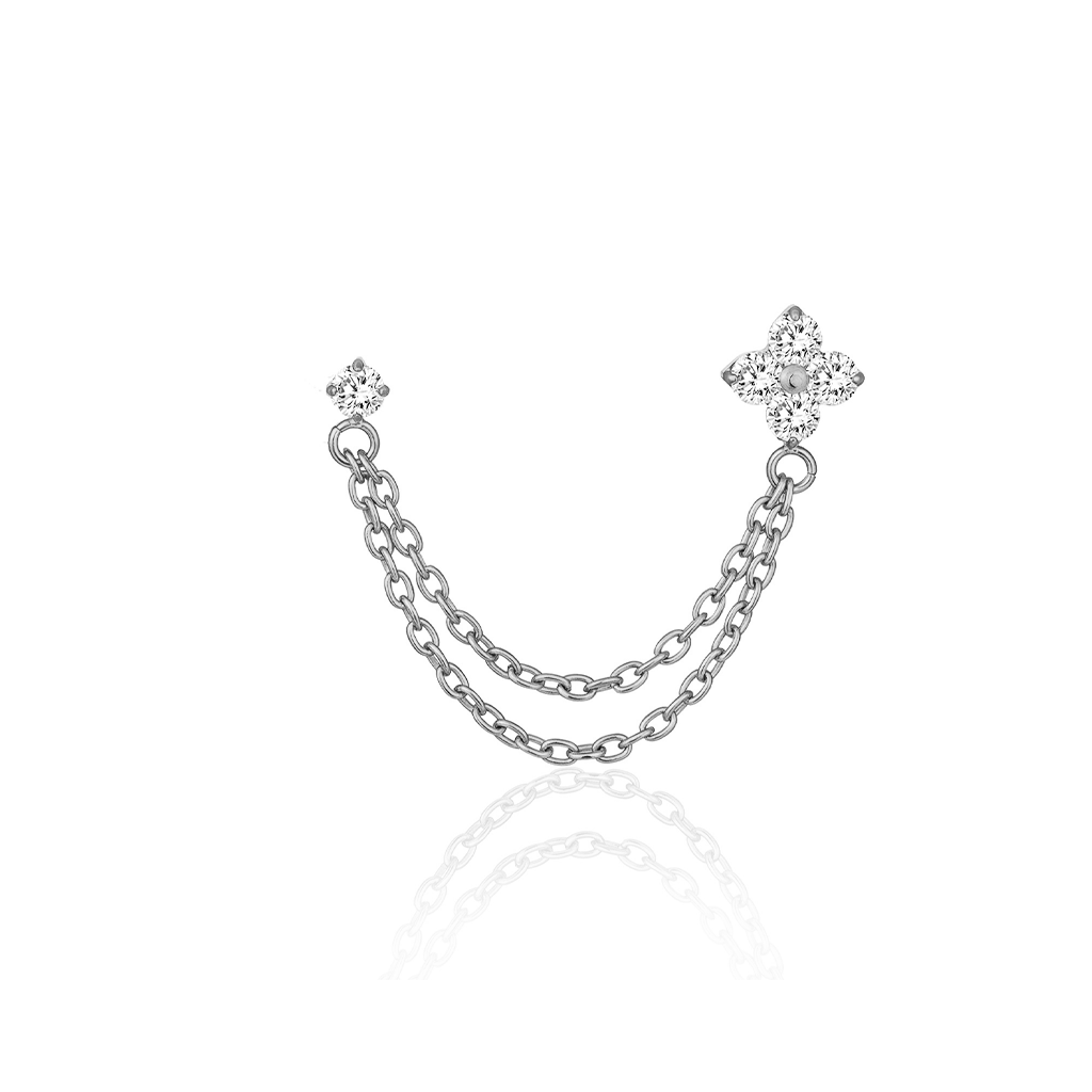 Double Chain with 4mm Flower / 2mm Stone Flatback