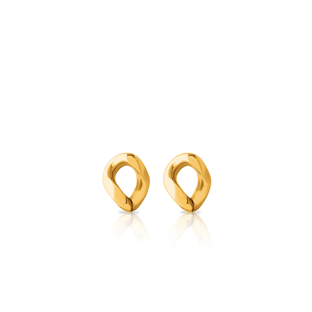 18k V-Gold 1 Link Earrings - Pair