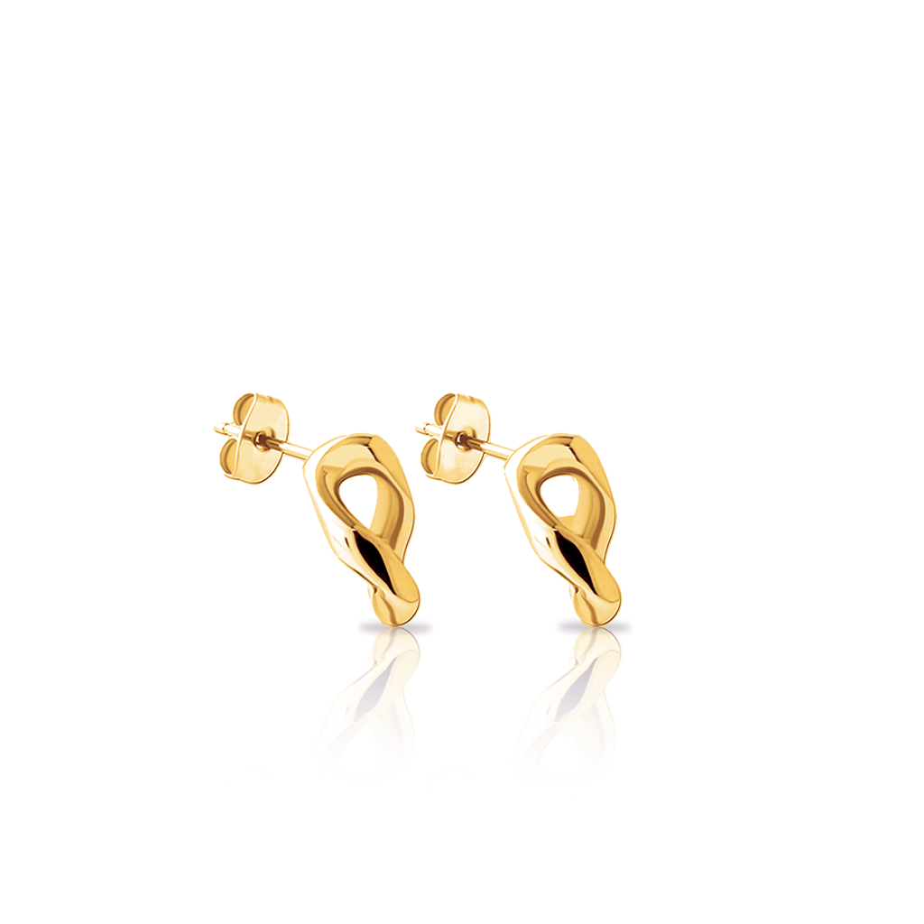 18k V-Gold 1 Link Earrings - Pair