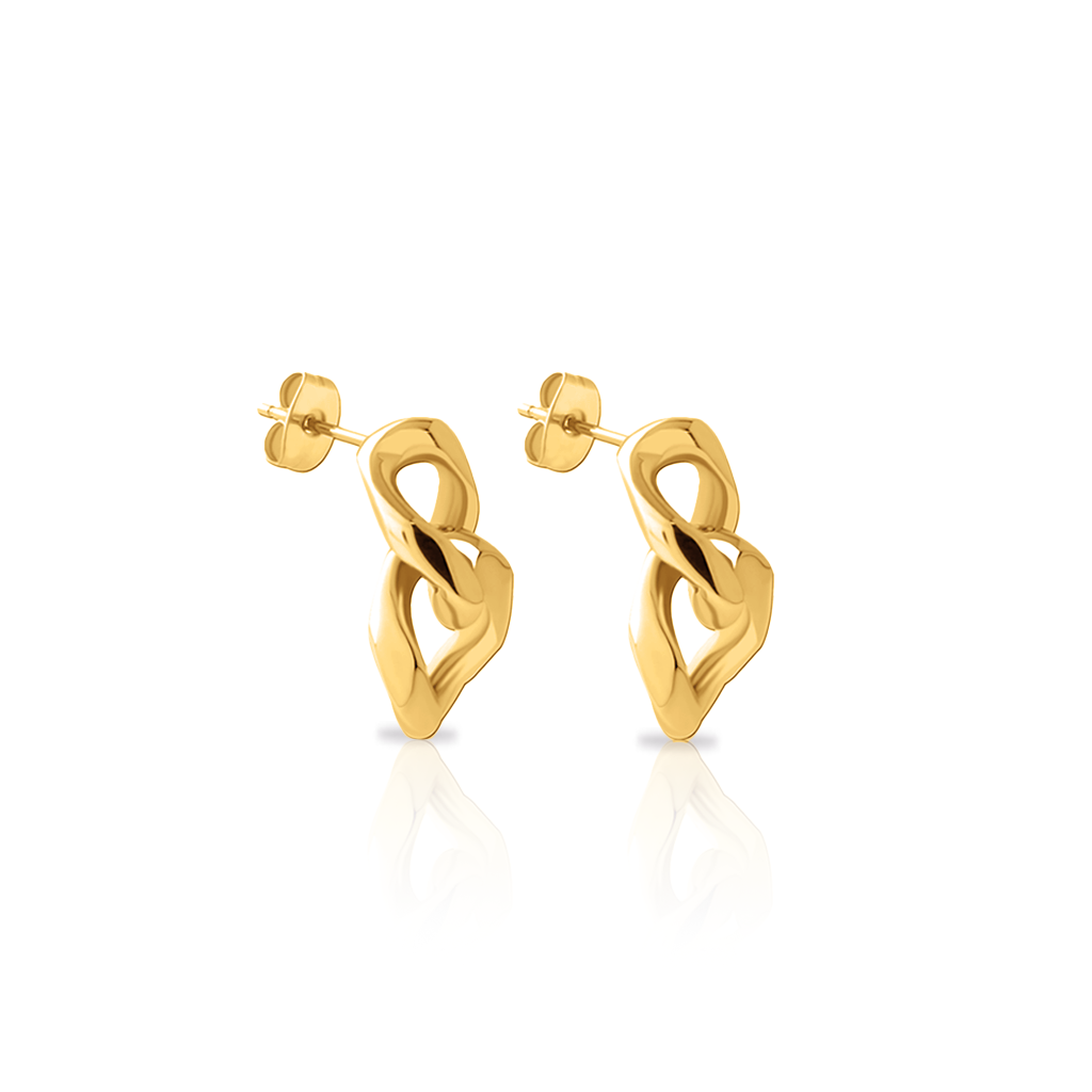 18k V-Gold 2 Link Earrings - Pair