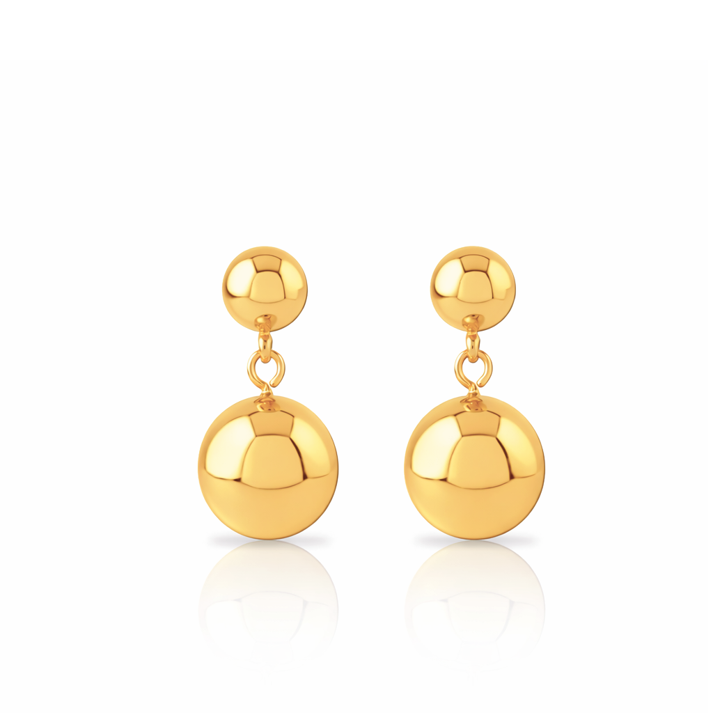 18k V-Gold 2 Sphere Earrings - Pair