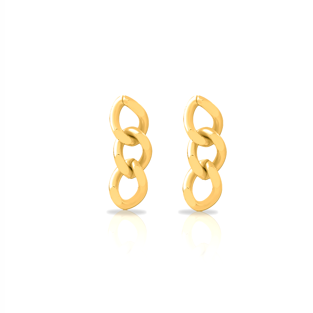 18k V-Gold 3 Link Earrings - Pair