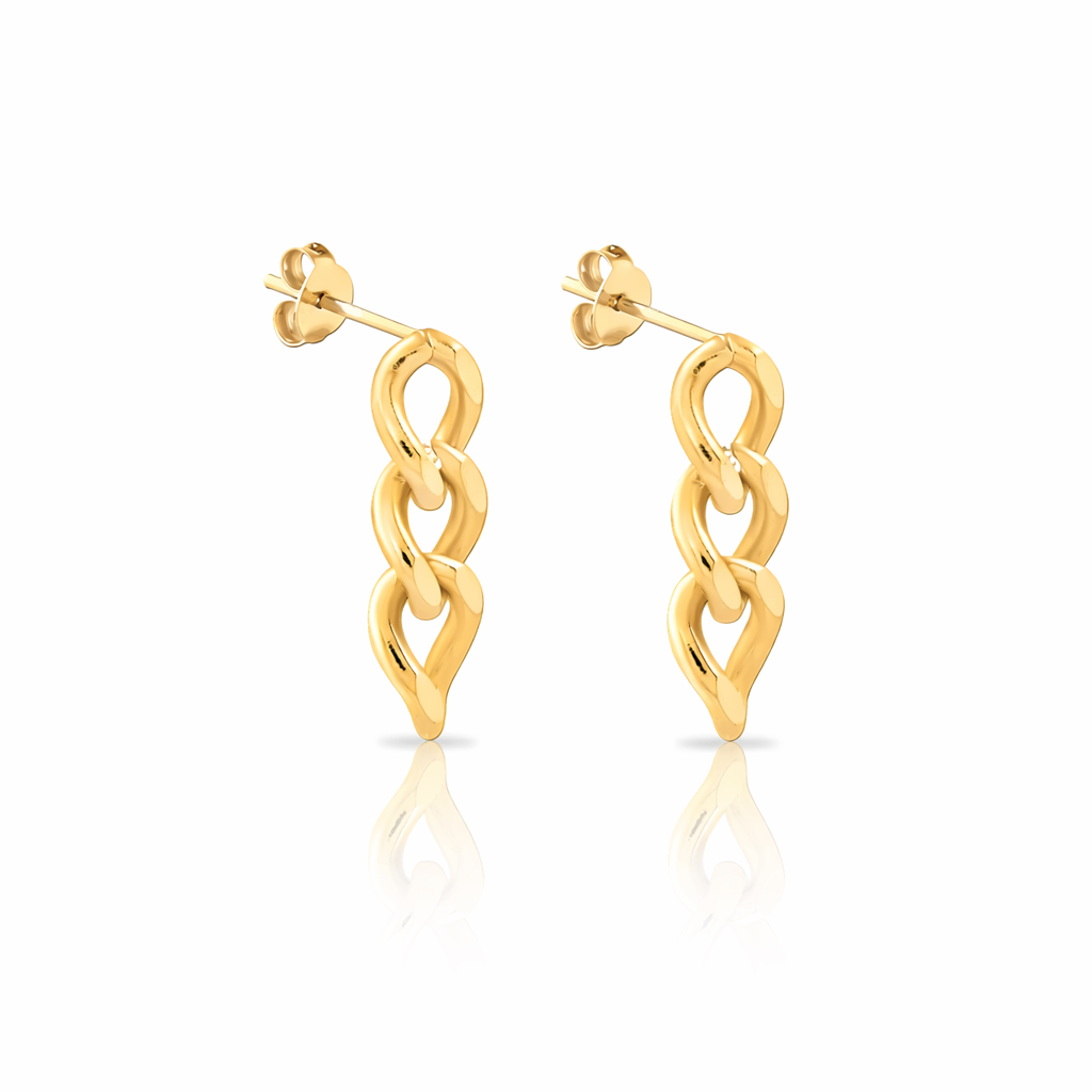 18k V-Gold 3 Link Earrings - Pair