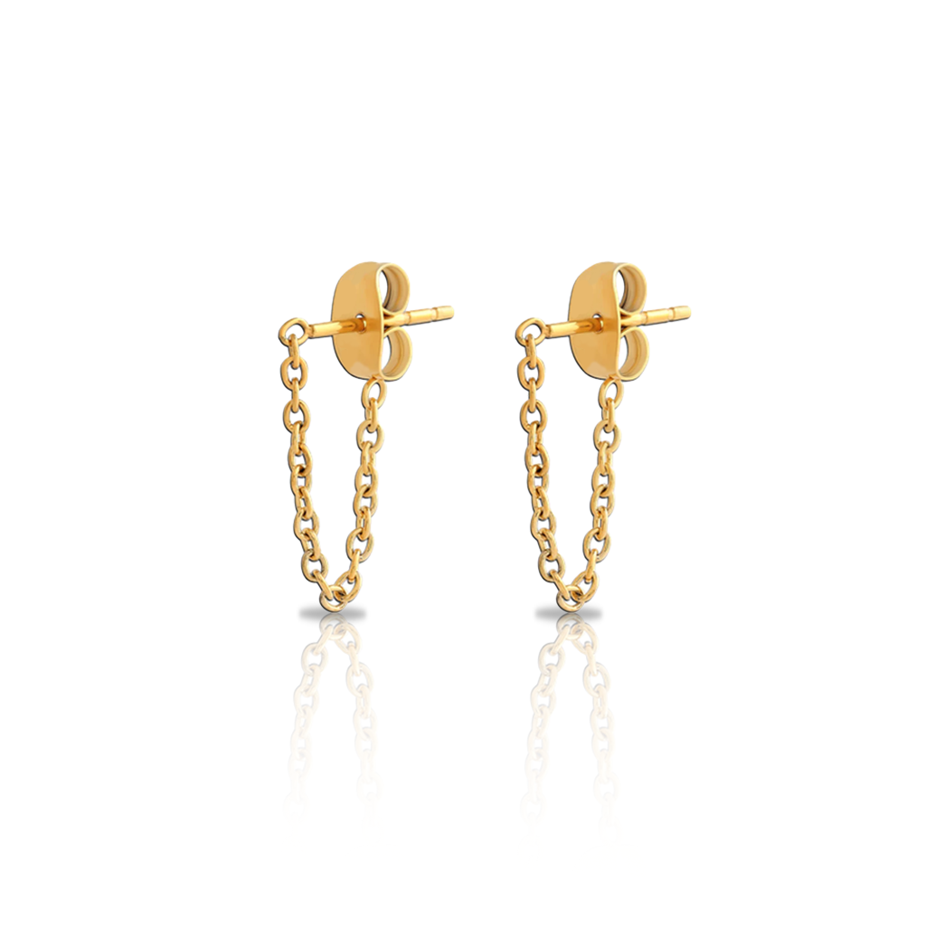 V-Gold Chain Earrings - Pair