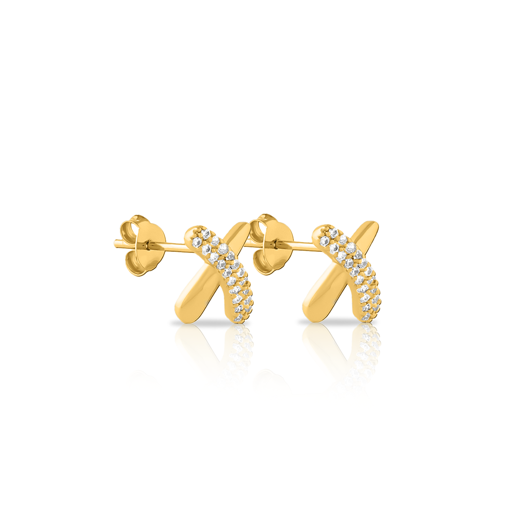 18k V-Gold Brioche Earrings - Pair