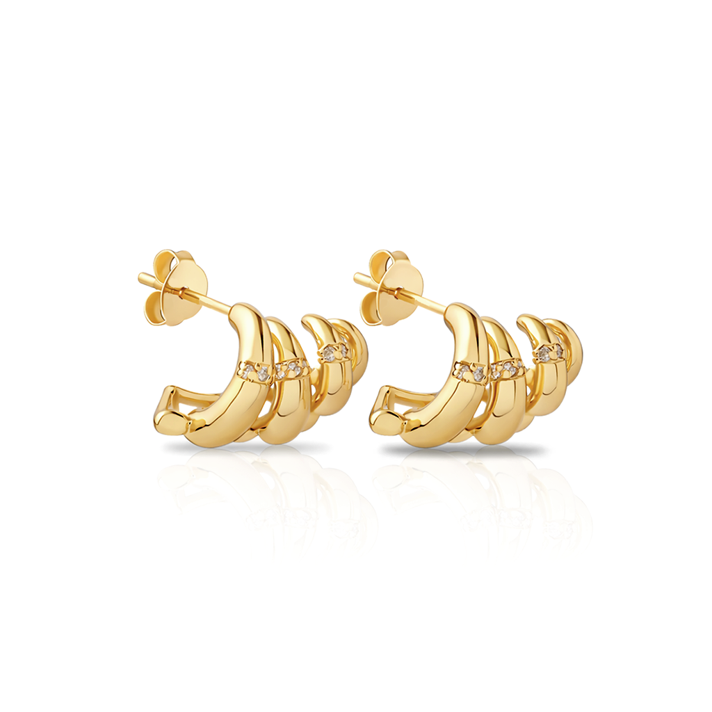18k V-Gold Claw Earrings - Pair