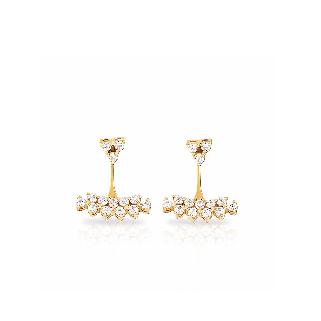 18k V-Gold Paved Drop Earrings - Pair