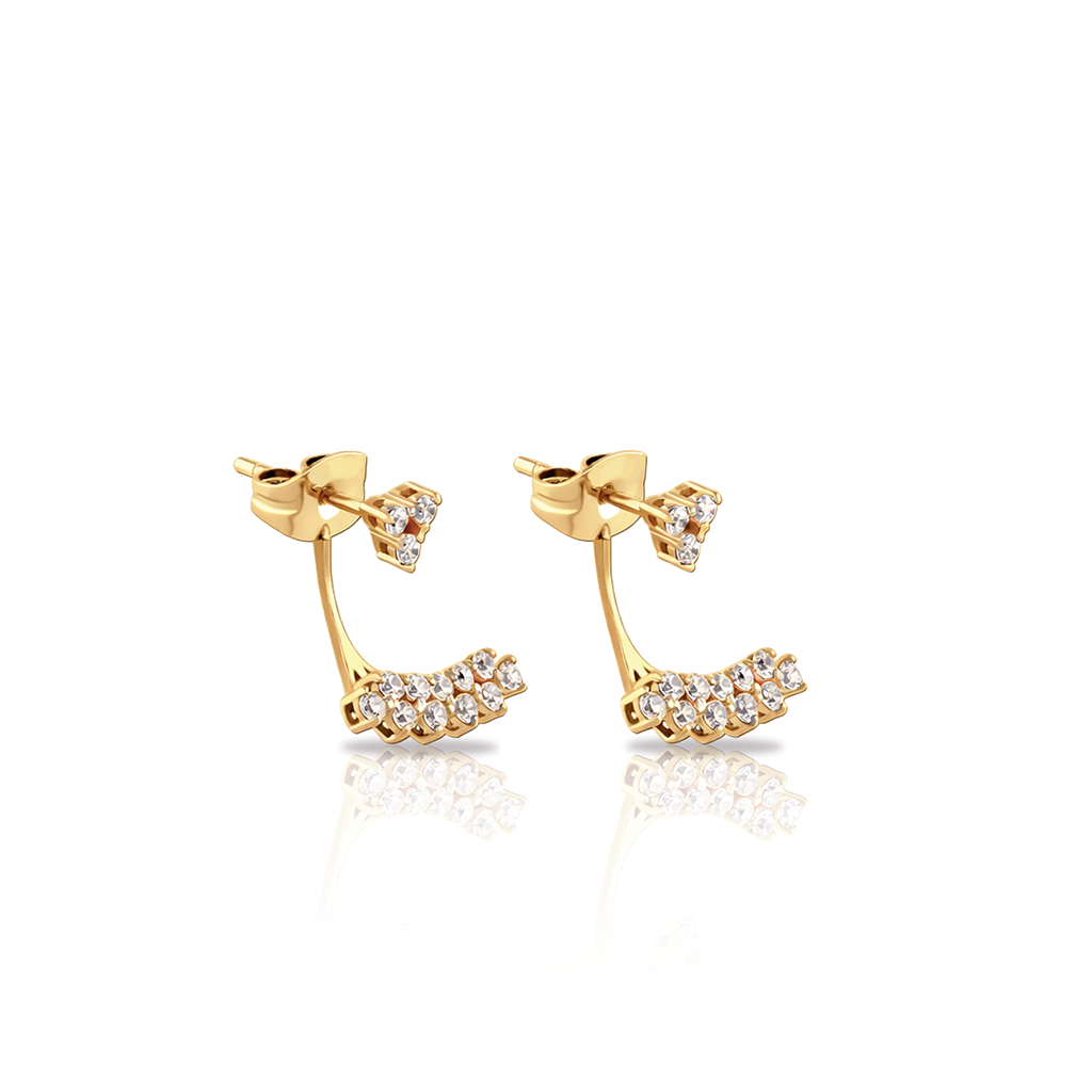 18k V-Gold Paved Drop Earrings - Pair