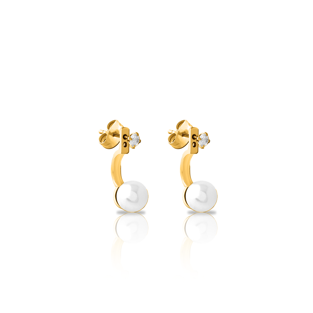 18k V-Gold Pearl Drop Earrings - Pair
