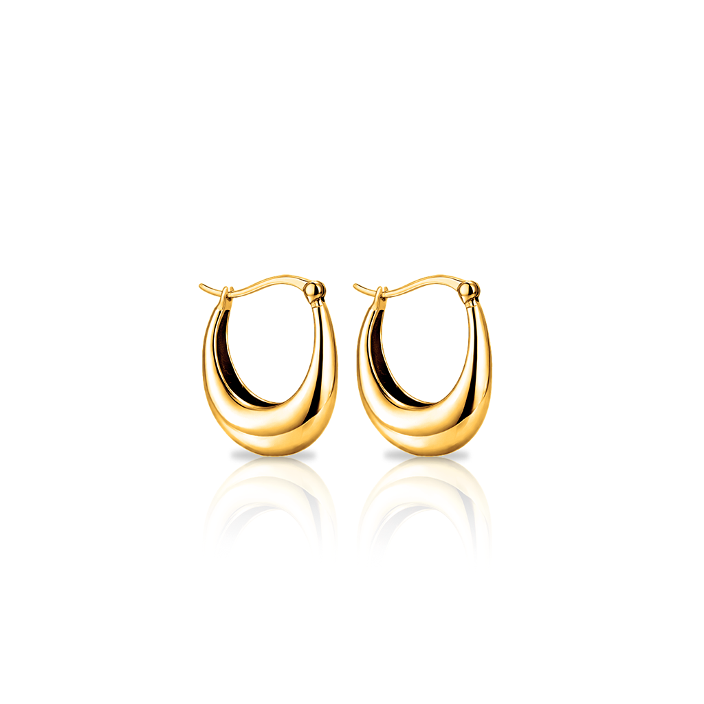 18k V-Gold Hoopie Earrings - Pair