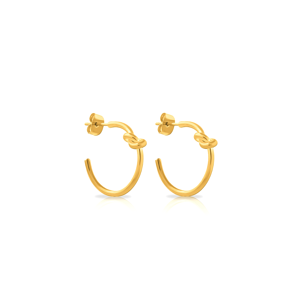 18k V-Gold Knot Earrings - Pair