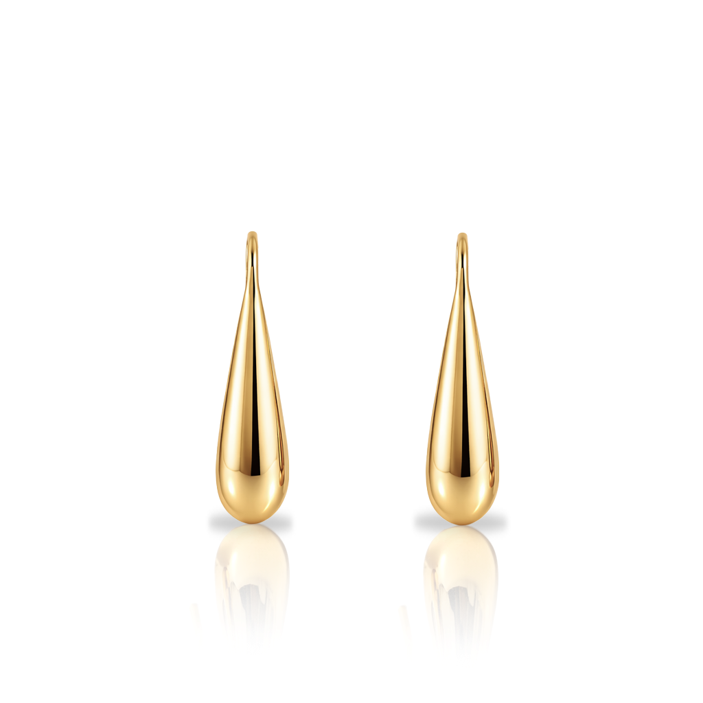 18k V-Gold Liquid Drop Earrings - Pair