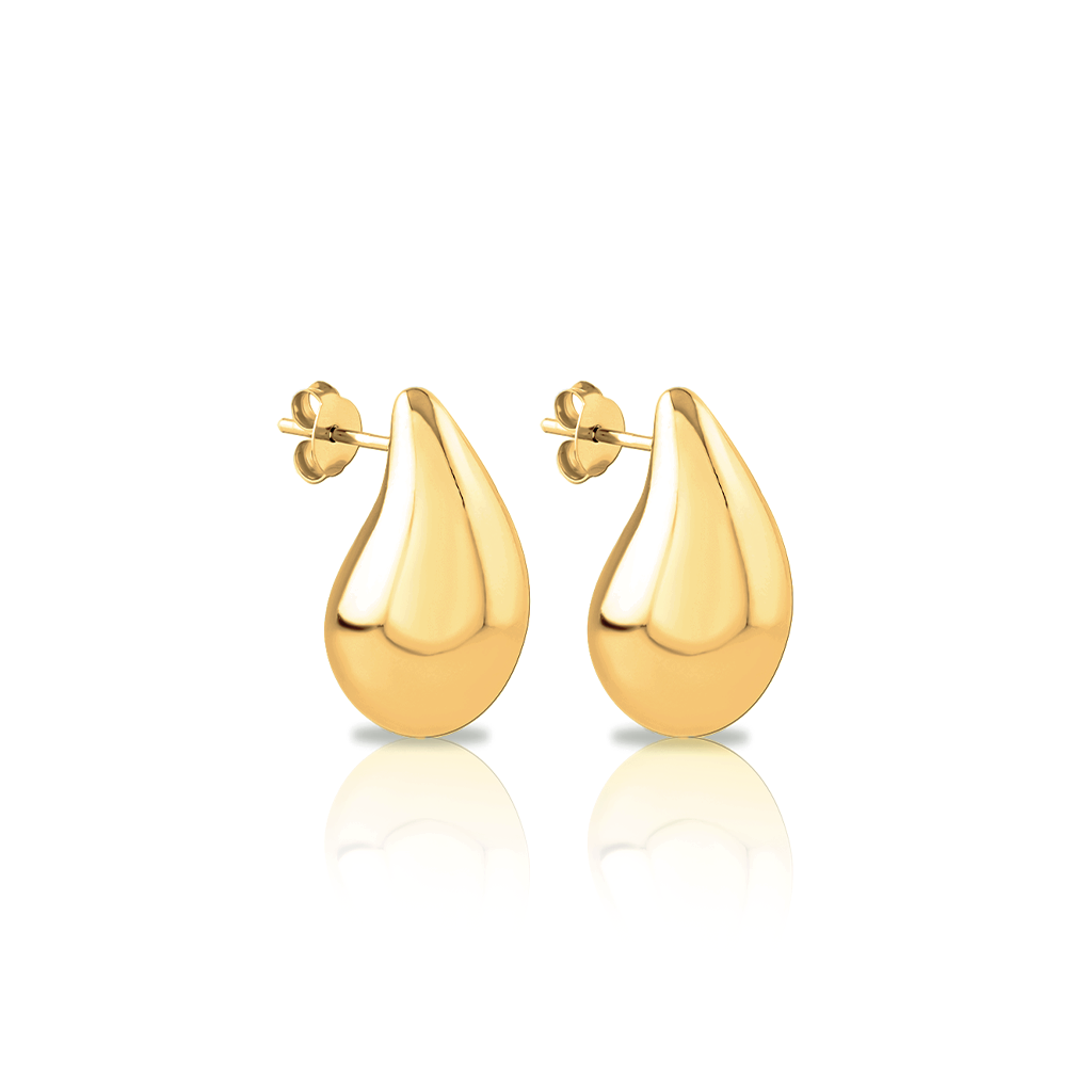 18k V-Gold Large Drop Earrings - Pair