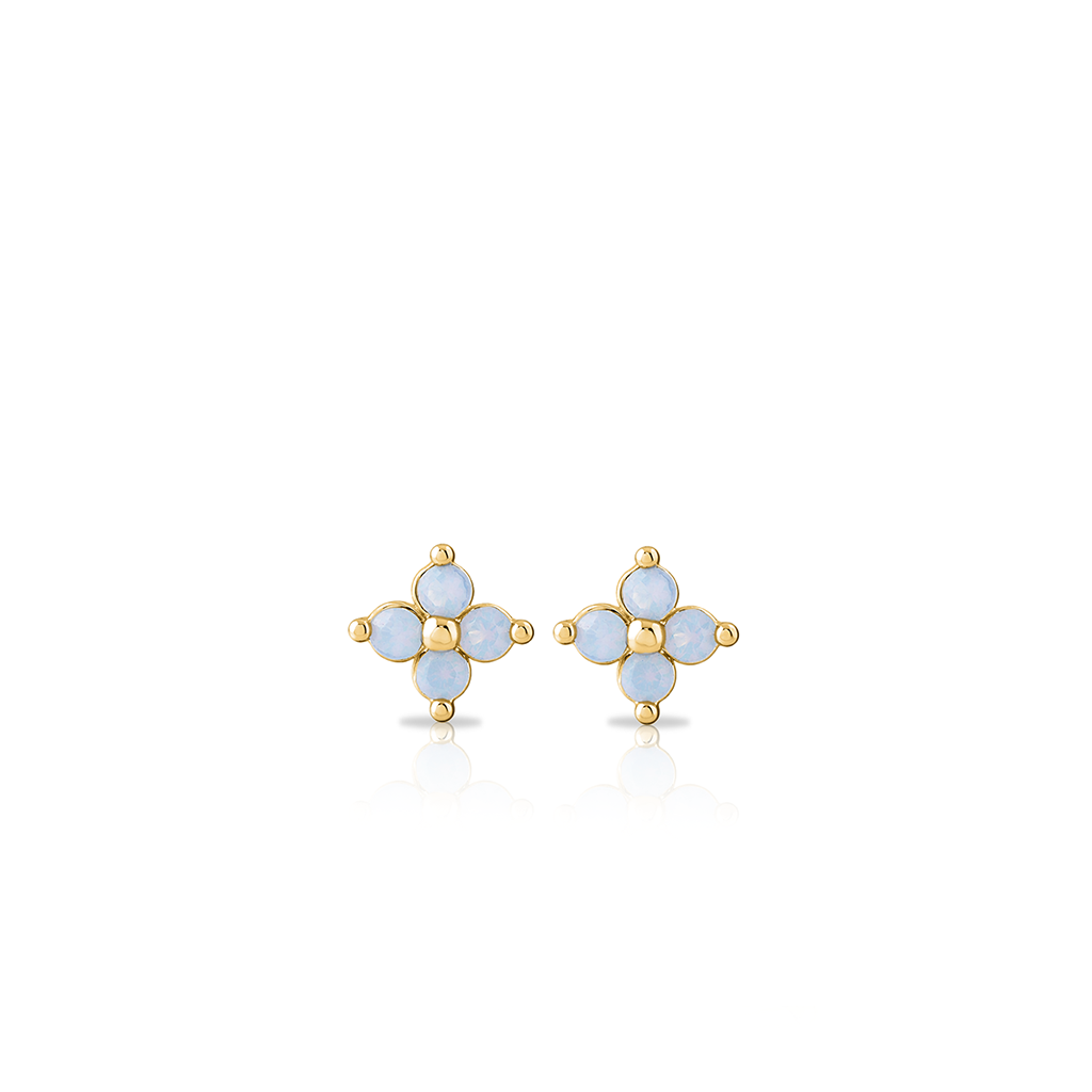 18k V-Gold Opal Petal Earrings - Pair