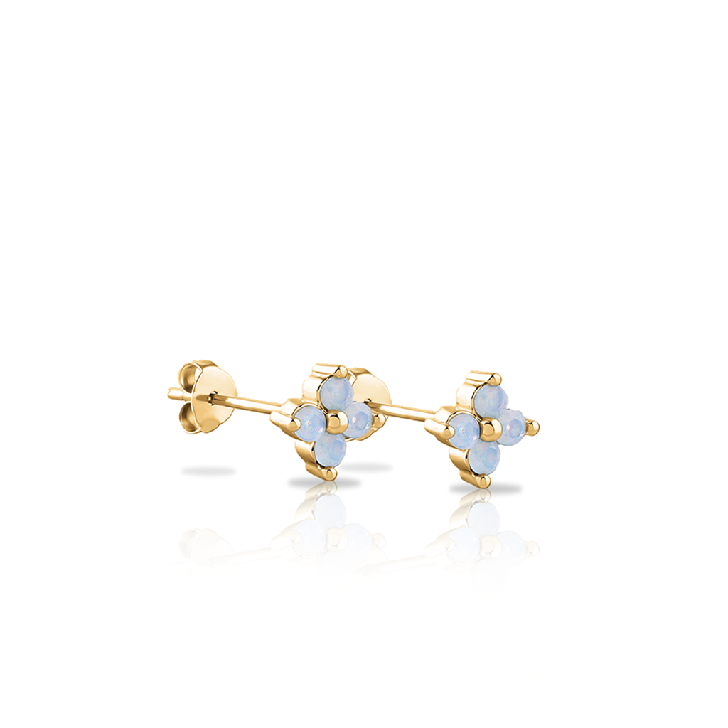 18k V-Gold Opal Petal Earrings - Pair