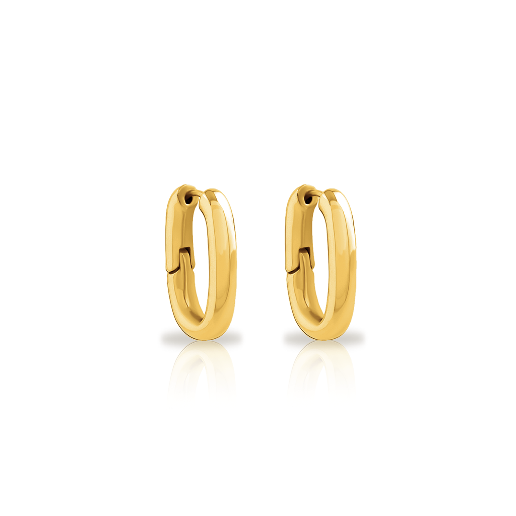 18k V-Gold Oval Earrings - Pair