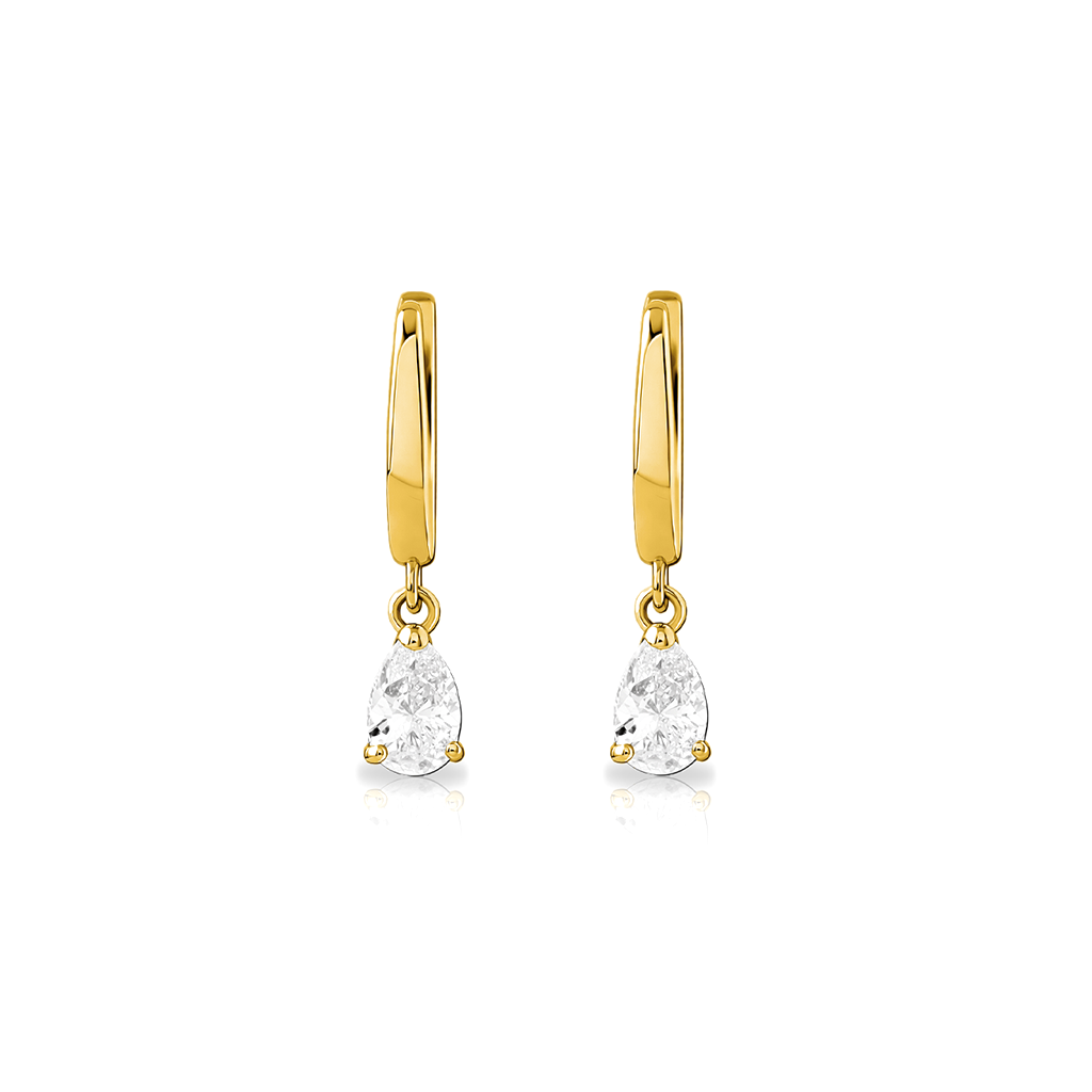 18k V-Gold Pear Drop Earrings - Pair
