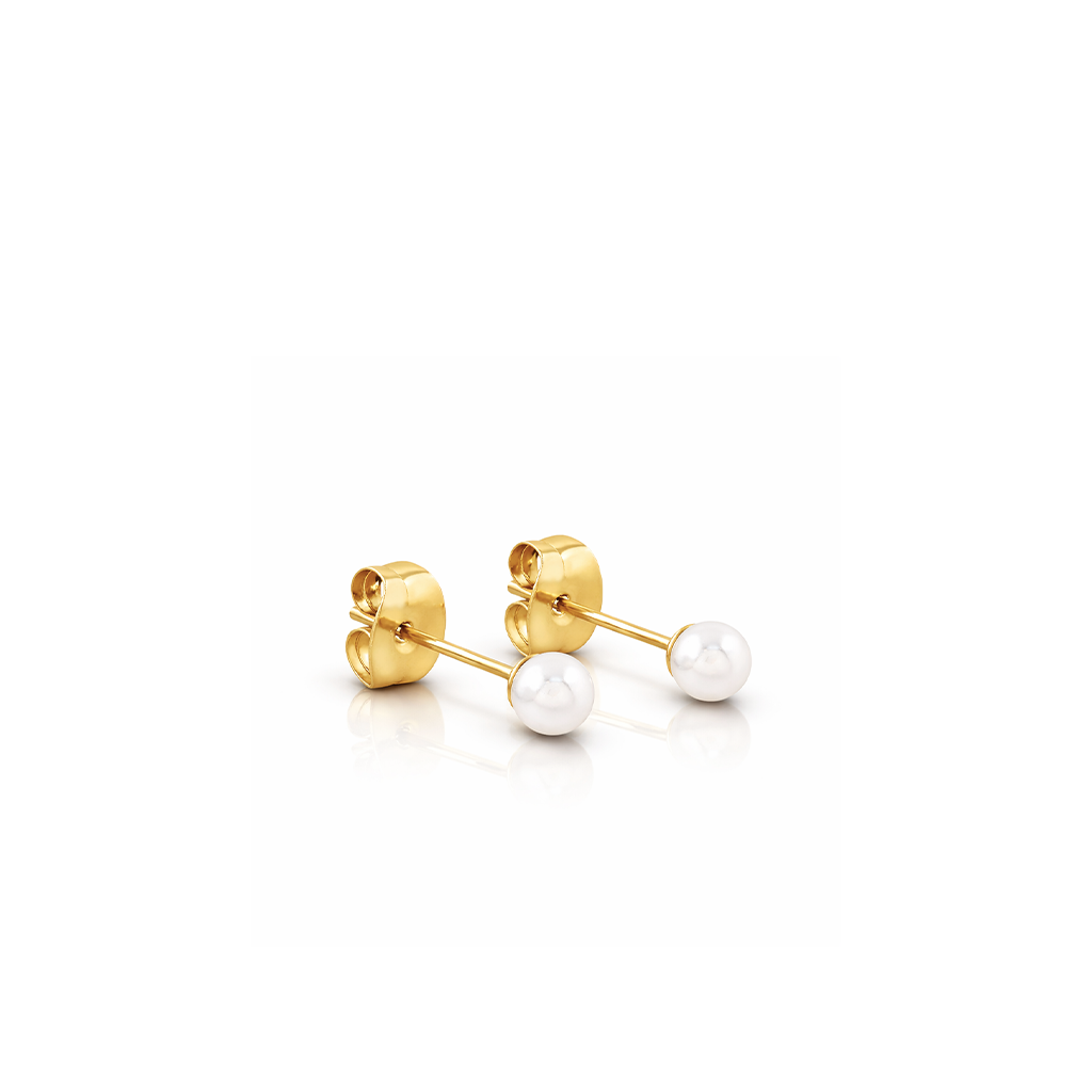 18k V-Gold Pearl Earrings - Pair