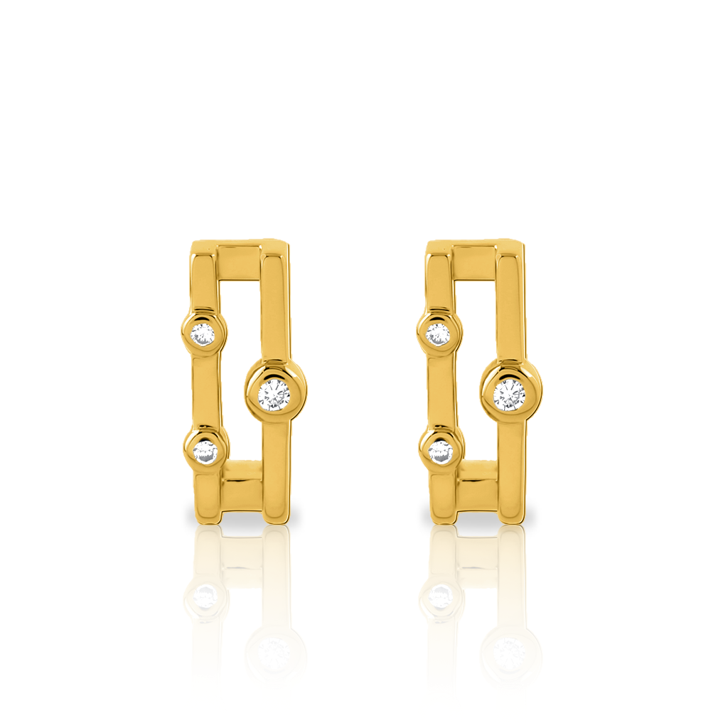 18k V-Gold Square Hoop Earrings - Pair