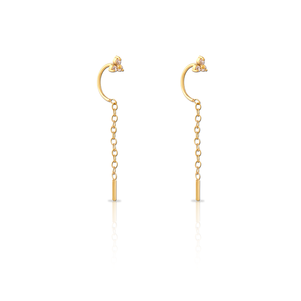 18k V-Gold Trio Thread Earrings - Pair