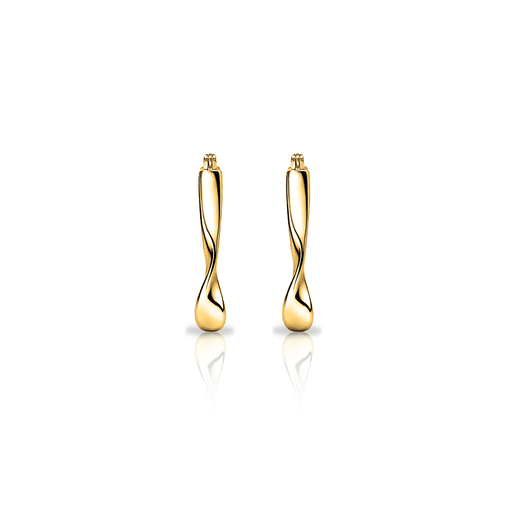 18k V-Gold Twirl Hoop Earrings - Pair