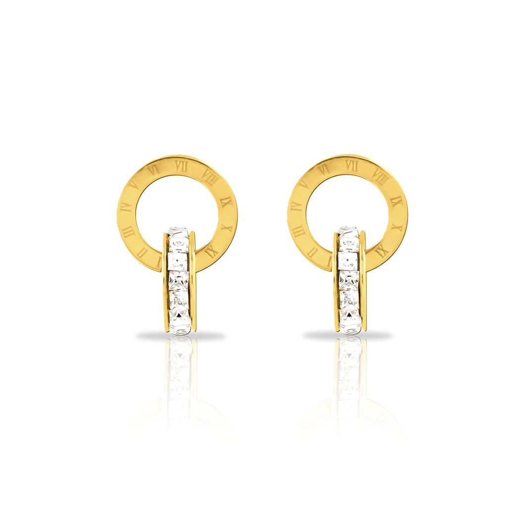 18k V-Gold Unity Earrings - Pair