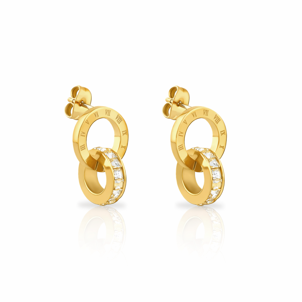 18k V-Gold Unity Earrings - Pair