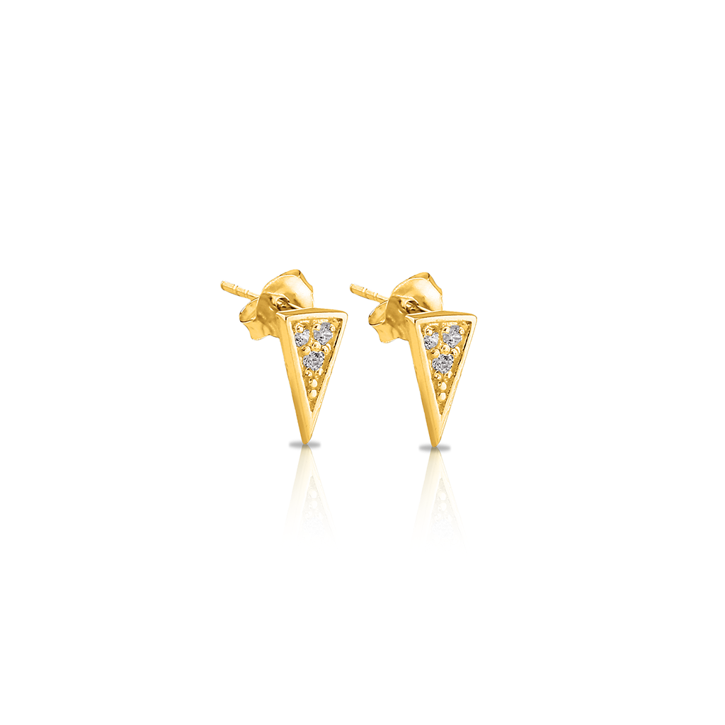 18k V-Gold V Spike Jewelled Earrings - Pair