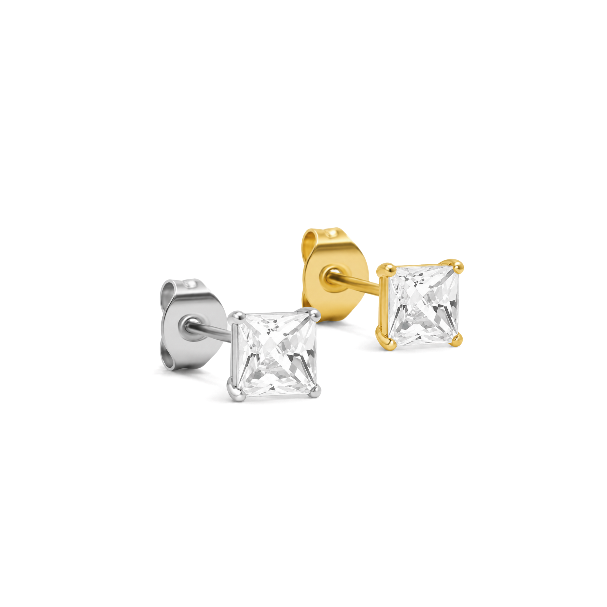 Square Crystal Earring Studs - Pair