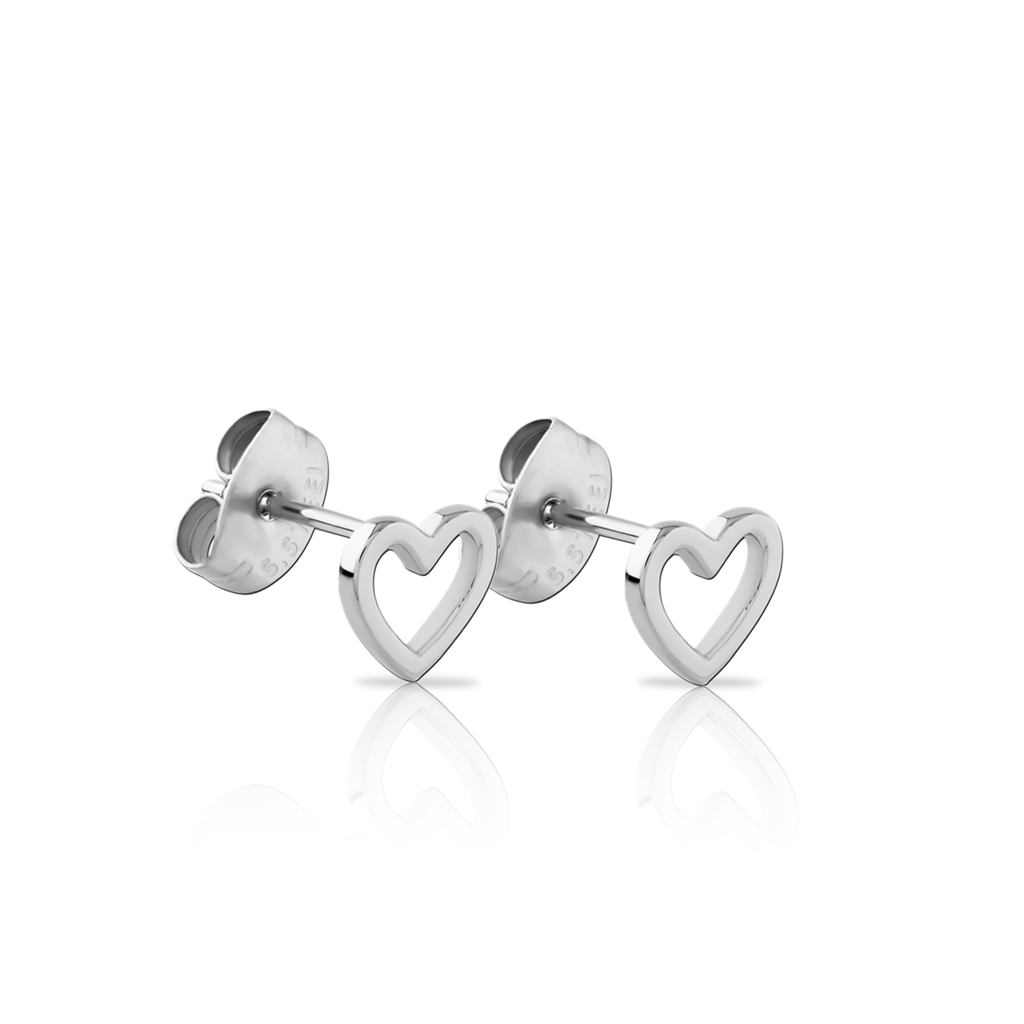 Surgical Steel Hollow Heart Earrings - Pair